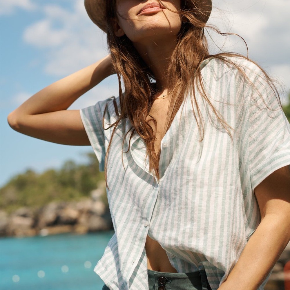 Madewell Central Shirt Mint Stripe